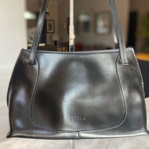 Vintage‎ Black Furla Shoulder Bag Genuine Leather